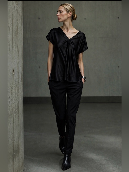 Helmut Lang Tops - Helmut Lang Black Liquid Satin Tunic Top Minimalist Asymmetric $320 NWT Size 4